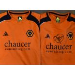 2 x Wolverhampton Wanderers Championship season 2008/2009 official player 'V' neck shirts, short