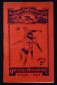 Pre-War 1936/1937 Arsenal v Manchester Utd (FAC) match programme 30 January 1937. Fair-Good.