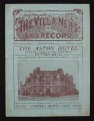 1927/1928 Aston Villa v Sunderland match programme 15 October 1927. Good.