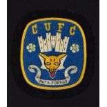 Carlisle United embroidered cloth blazer badge, blue/white and gold facing with lettering C.U.F.C.