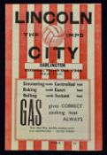 1945/1946 War League North Lincoln City v Darlington match programme 2 March 1946, 4 pages. Good.