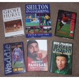 6x Signed Sporting Biography Books - to include Viv Anderson, Peter Shilton, Chris Waddle, Geoff