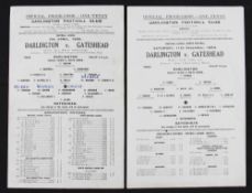 1943/1944 Darlington v Gateshead single sheet programme 11 December 1943, 1944/1945 Darlington v