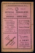 Pre-War 1930/1931 Chesterfield v Tranmere Rovers match programme 1 January 1931 at the Recreation