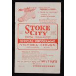 1935/1936 Stoke City v Sunderland match programme 14 September 1935 Good.