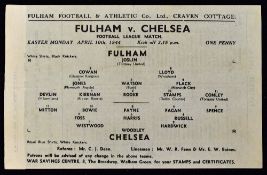 1943/1944 War League South match programme Fulham v Chelsea 10 April 1944. Good.