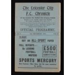 1933/1934 Leicester City v Manchester City match programme match programme 2nd September 1933.