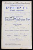 1943/1944 War League North match programme Everton v Manchester City 18 December 1943, single sheet.