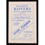 1945/1946 Blackburn Rovers v Preston North End war league football programme 16 February 1946