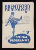 1946/1947 Brentford v Manchester Utd football programme 12 April 1947. Fair-Good.