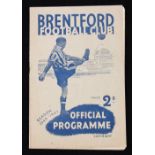 1946/1947 Brentford v Manchester Utd football programme 12 April 1947. Fair-Good.