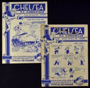 Pre-War 1937/1938 Chelsea v Liverpool football programme 28 August 1937, v Bolton Wanderers 12 March