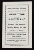 1945/1946 FA Cup match programme Grimsby Town v Sunderland 5 January 1946 at Blundell Park. Good.
