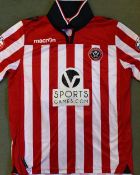 Sheffield Utd 2013/2014 player shirt No. 15 Collins to the reverse, size M, shirt has Sky Bet