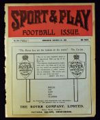 1905/1906 Sport and Play football issue Aston Villa v Stoke match programme 23 December 1905 eight