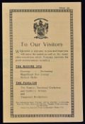 1945/1946 War League South Torquay Utd v Brighton & H A match programme 27 April 1946, 4 pager.