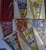 8x High quality 1970s football pennants Blackburn Rovers, Tottenham Hotspur, Leeds United 1979,