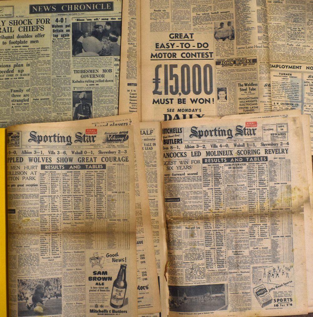 Wolverhampton Wanderers Sporting Star bound newspapers for football seasons 1953, 1954, 1955