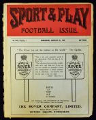 1905/1906 Sport & Play Football Issue Aston Villa v Blackburn Rovers + Birmingham reserves v