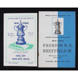 FA Cup semi-final match programmes 1953/1954 Preston North End v Sheffield Wednesday, 1954/1955 York