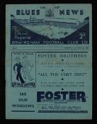 1936/1937 Birmingham City v Sunderland match programme Xmas Day 1936. Fair.