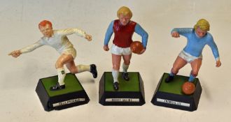 Mettoy Wembley Soccerstars figures Bobby Moore, France Lee, Billy Bremner (please note damage to