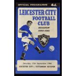 1960/1961 Tottenham Hotspur double season, Leicester City v Spurs match programme 17 September