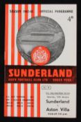 1962/1963 Football League Cup semi-final Sunderland v Aston Villa match programme 12 January 1961 at