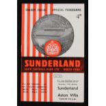 1962/1963 Football League Cup semi-final Sunderland v Aston Villa match programme 12 January 1961 at