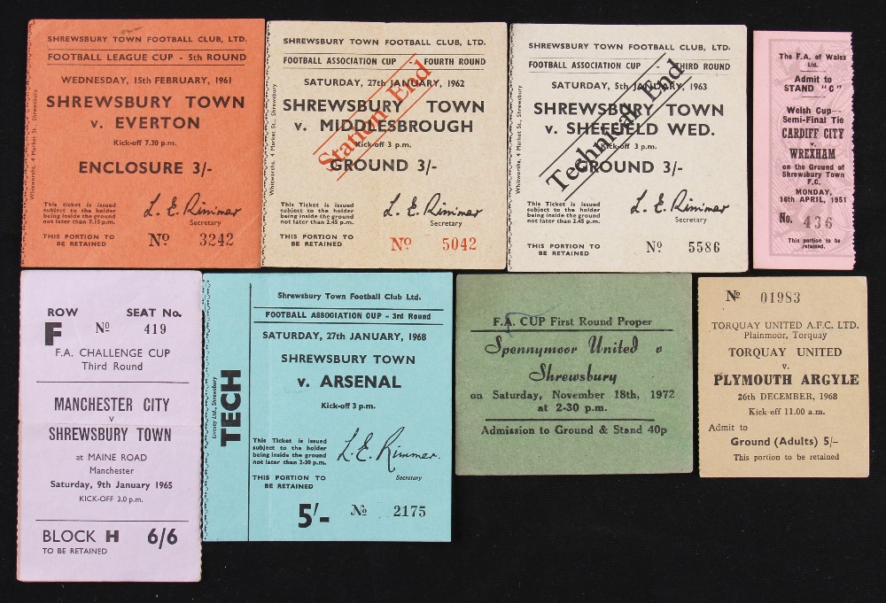 Collection of football tickets to include Shrewsbury Town v 1960/1961 Everton (FLC), 1961/1962