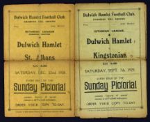 Pre-War 1929/1930 Dulwich Hamlet v Kingstonian match programme 7 September 1929; 1928/1929 St.