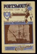 1934/1935 Portsmouth v Sheffield Wednesday match programme 29 September 1934 at Fratton Park. Good.