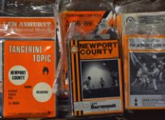 Newport County football programme collection from 1971/1972 to include Welsh Cup, friendlies, single