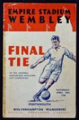 1939 FA Cup Final match programme, Portsmouth v Wolverhampton Wanderers dated 29 April 1939 at