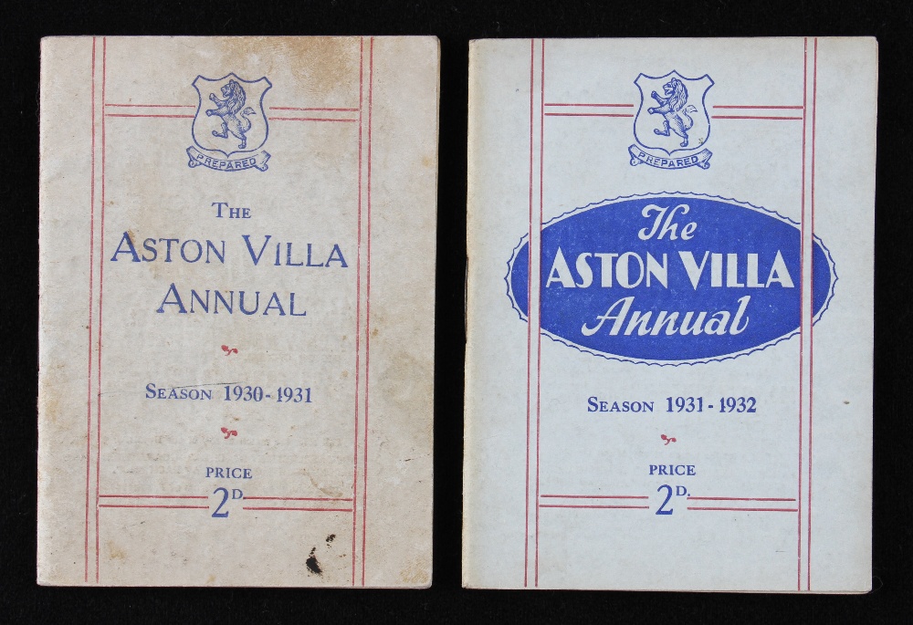 Pre-War Aston Villa handbook annuals for seasons 1930/1931, 1931/1932 each containing photos,