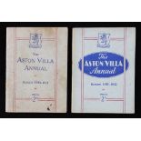 Pre-War Aston Villa handbook annuals for seasons 1930/1931, 1931/1932 each containing photos,