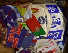 Large selection of football pennants featuring Ajax, Cock City, Ancona Calcio, Boavista FC,