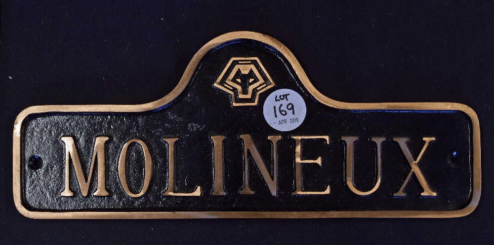 Solid brass Wolverhampton Wanderers Molineux plaque 40 x 16