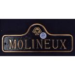 Solid brass Wolverhampton Wanderers Molineux plaque 40 x 16