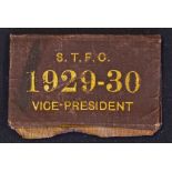 1929/1930 Shrewsbury Town members season ticket belonging to the Vice President, comes complete with