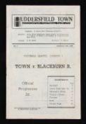 1946/1947 Huddersfield Town v Blackburn Rovers Division 1 match programme 14 September 1946. Good,