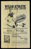 1949/1950 Wigan Athletic v Burscough FAC qualifying round match programme 1st October 1949 at