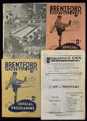 1946/1947 Bury v Plymouth Argyle football programme plus Brentford v Derby County, v Blackburn