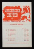 1944/1945 Manchester United v Halifax Town match programme, single sheet. Good, team changes.