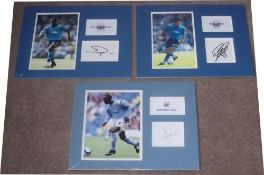 Selection of 3x Signed Manchester City Football Displays including ex players Sylvain Distin, Sun Ji