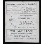 1949/1950 Motherwell v Celtic Division 'A' match programme 8 October 1949 at Fir Park. Fair-Good,