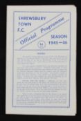 1945/1946 FA Cup Shrewsbury Town v Wrexham match programme 8 December 1945, 4 pager. Good.