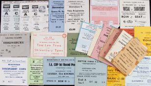 Collection of Shrewsbury Town match tickets to include homes 1952/1953 Southampton (FAC), 1960/