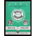 1950 Ireland v England match programme 7 October 1950 in Belfast match programme. Fair.