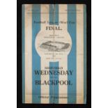 1942/1943 War Cup Final Sheffield Wednesday v Blackpool football programme 8 May 1943, 4 pager.